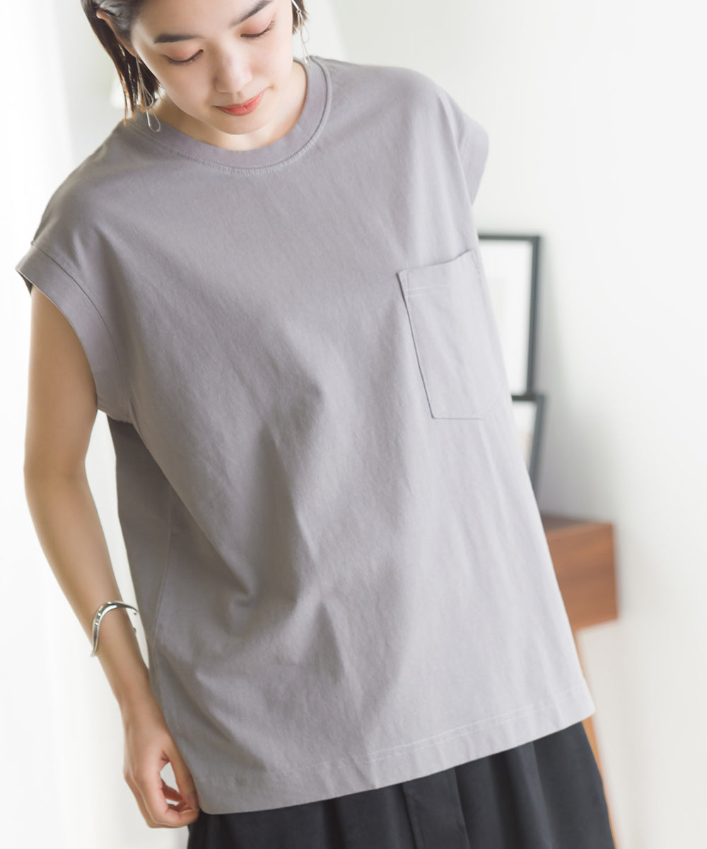 【OMNES】USAコットン ノースリーブポケットTシャツ【1521-5123】