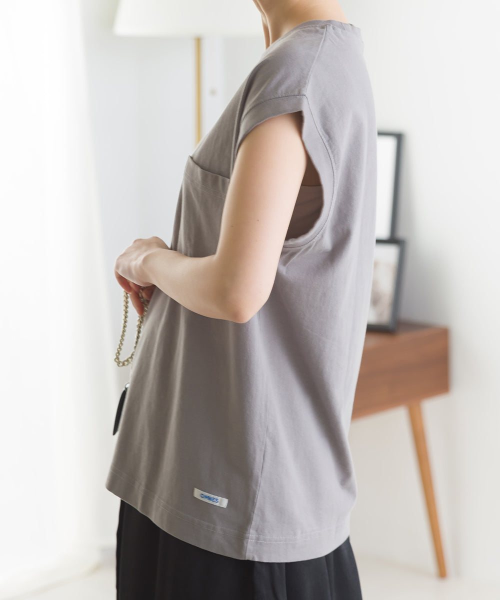 【OMNES】USAコットン ノースリーブポケットTシャツ【1521-5123】