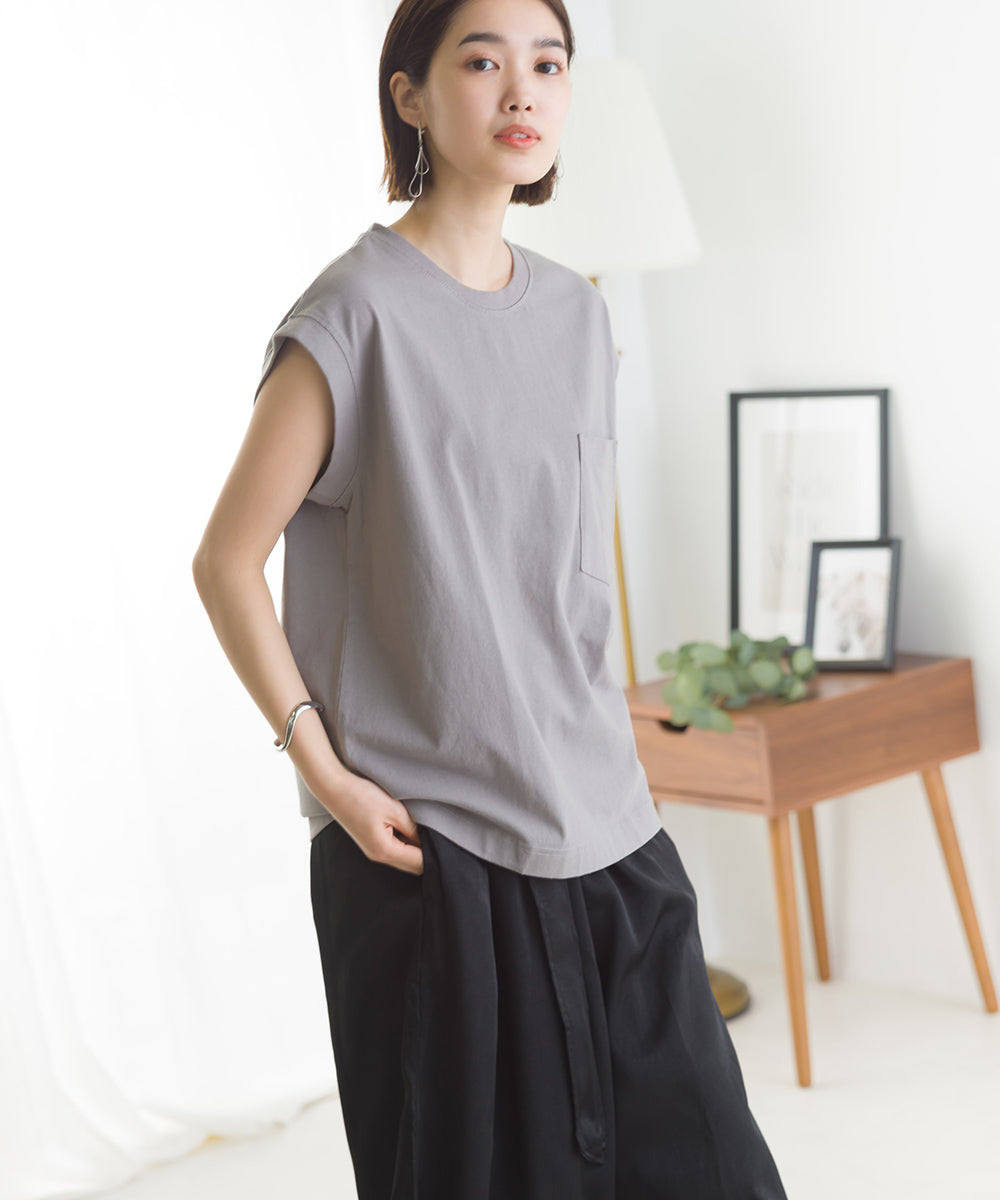 【OMNES】USAコットン ノースリーブポケットTシャツ【1521-5123】