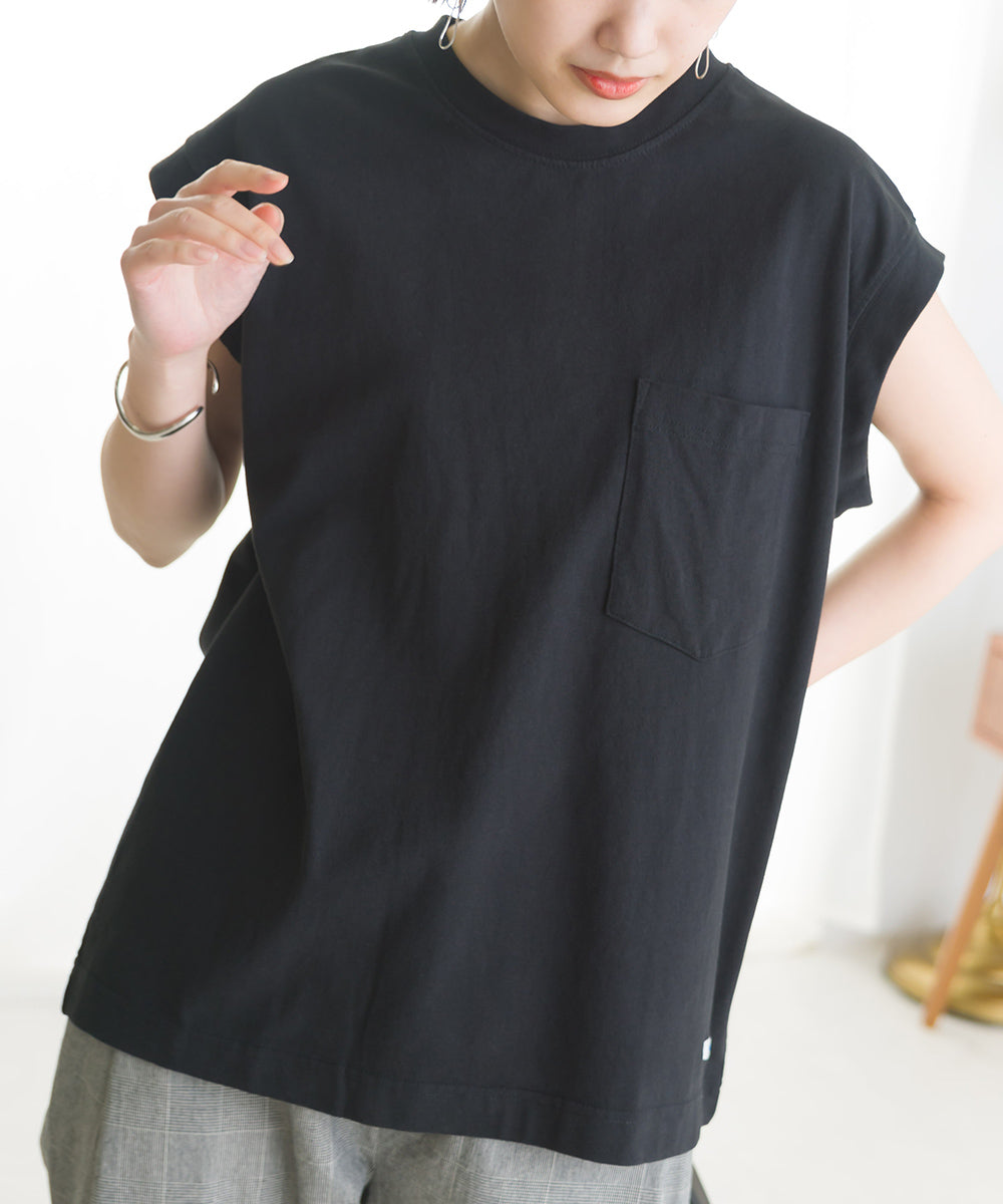【OMNES】USAコットン ノースリーブポケットTシャツ【1521-5123】