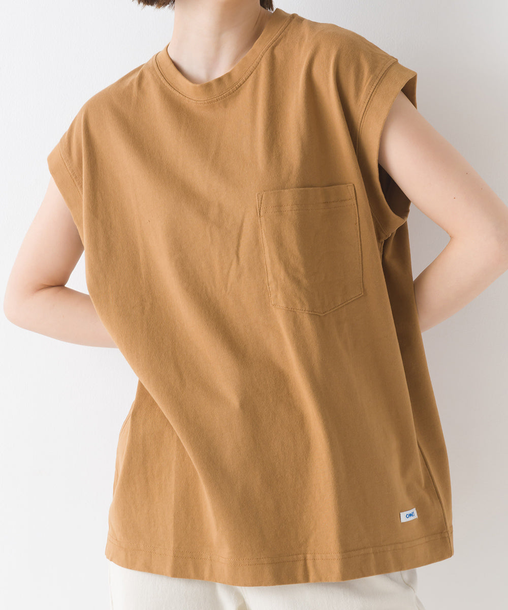 【OMNES】USAコットン ノースリーブポケットTシャツ【1521-5123】