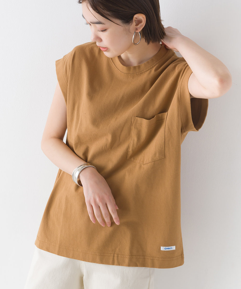 【OMNES】USAコットン ノースリーブポケットTシャツ【1521-5123】