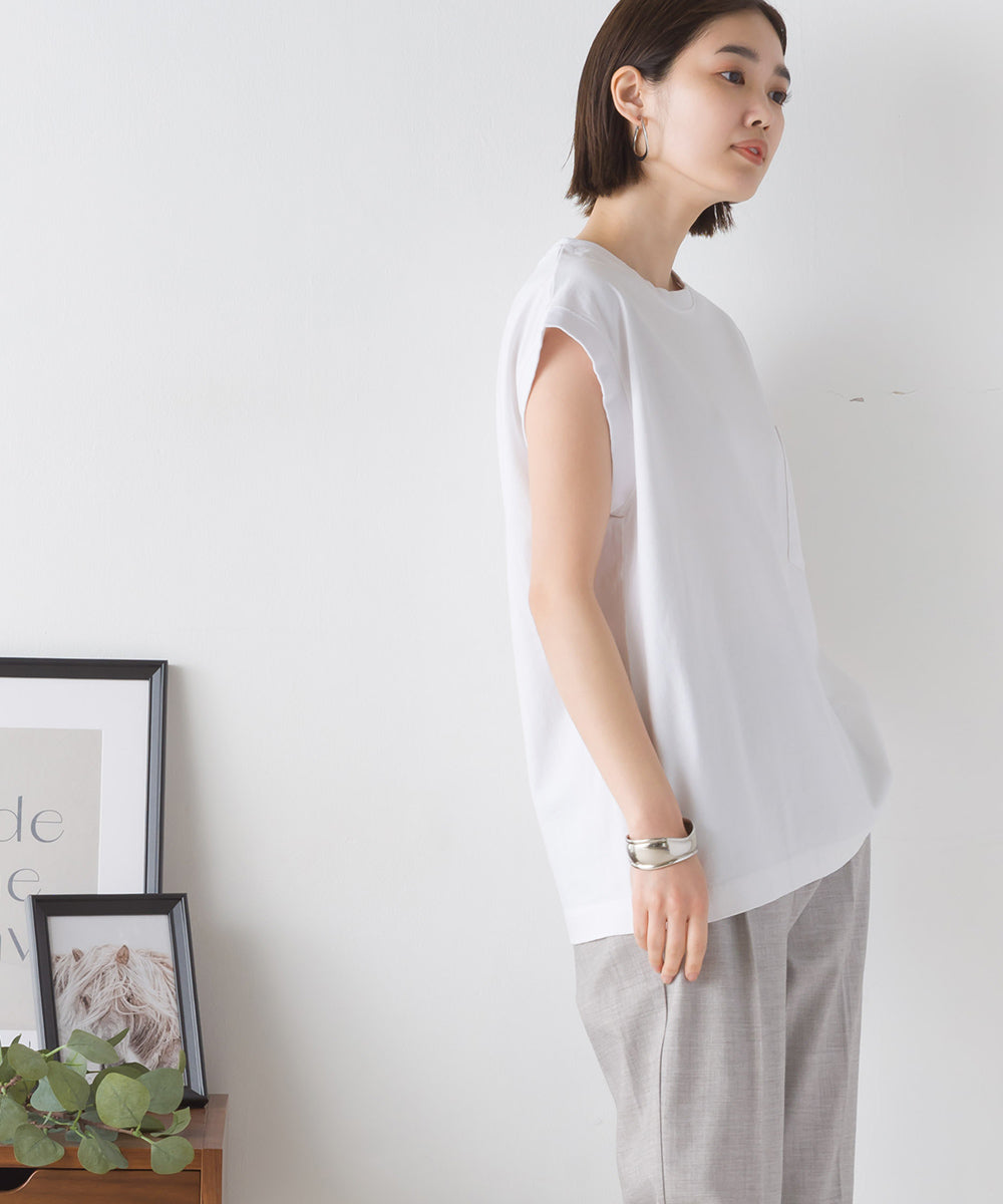 【OMNES】USAコットン ノースリーブポケットTシャツ【1521-5123】