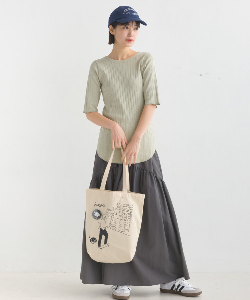 【OMNES】針抜リブ5分袖Tシャツ【1521-5126】