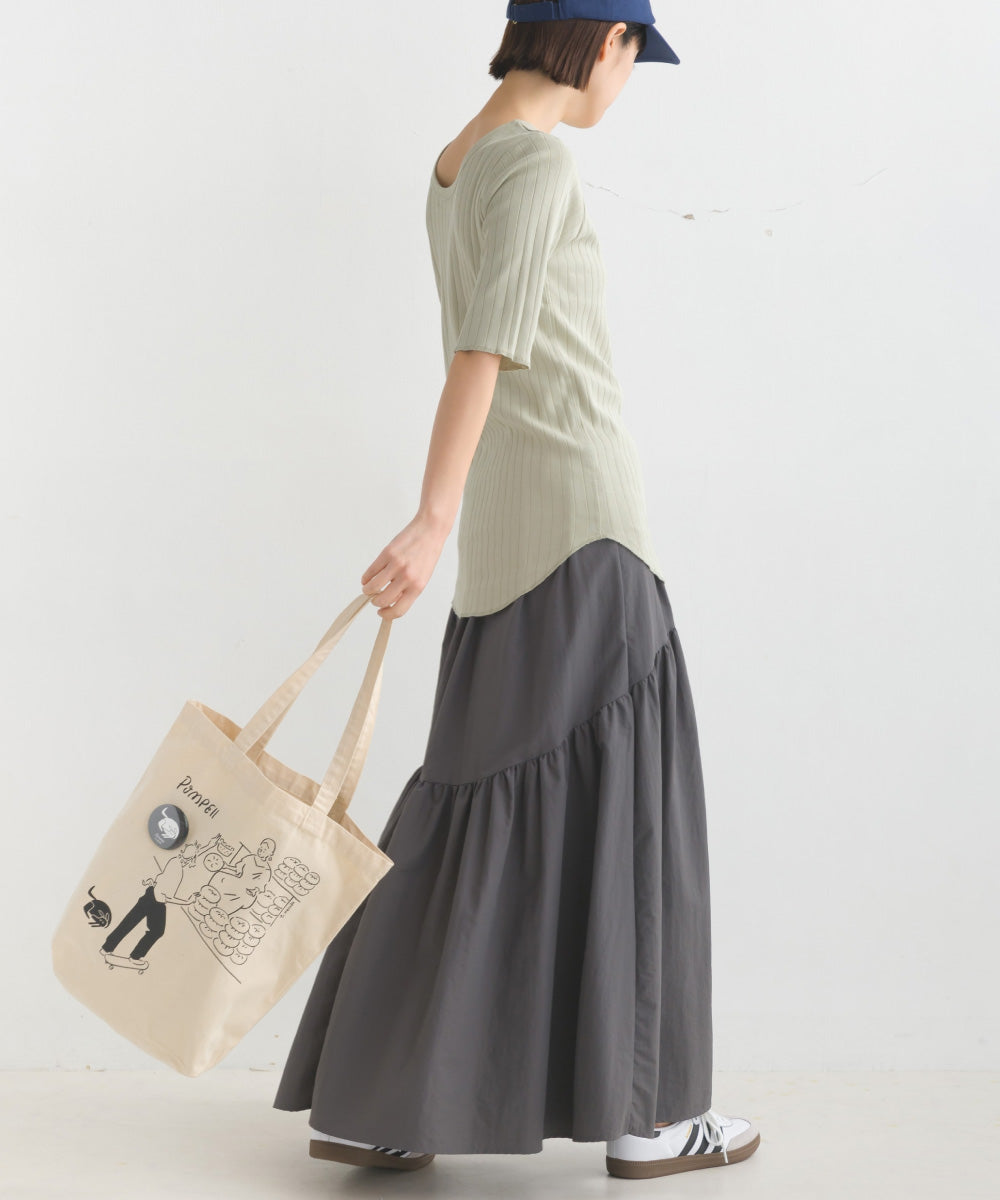 【OMNES】針抜リブ5分袖Tシャツ【1521-5126】