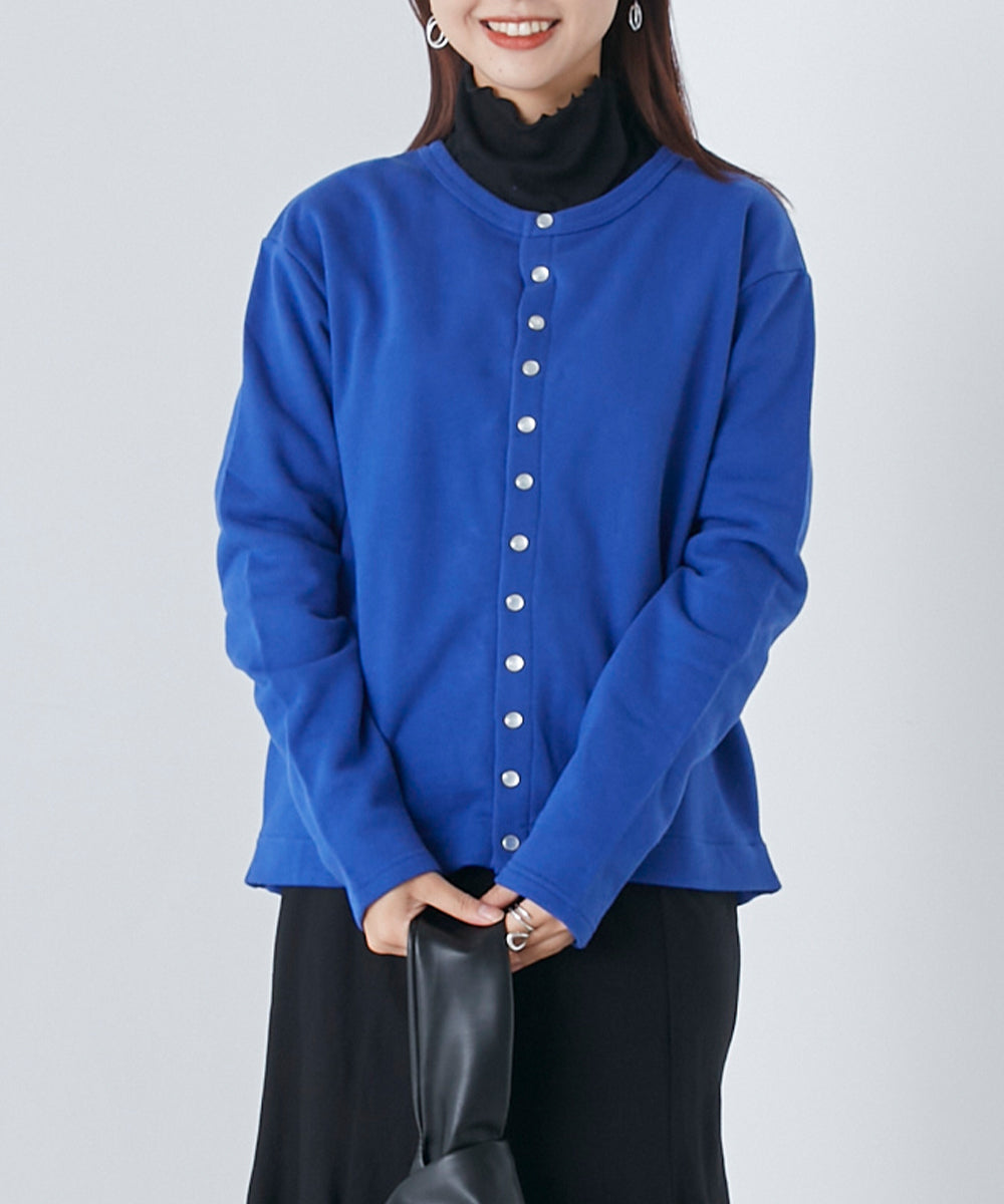 【OMNES】裏毛スウェット パールドットカーディガン【1521-5134】