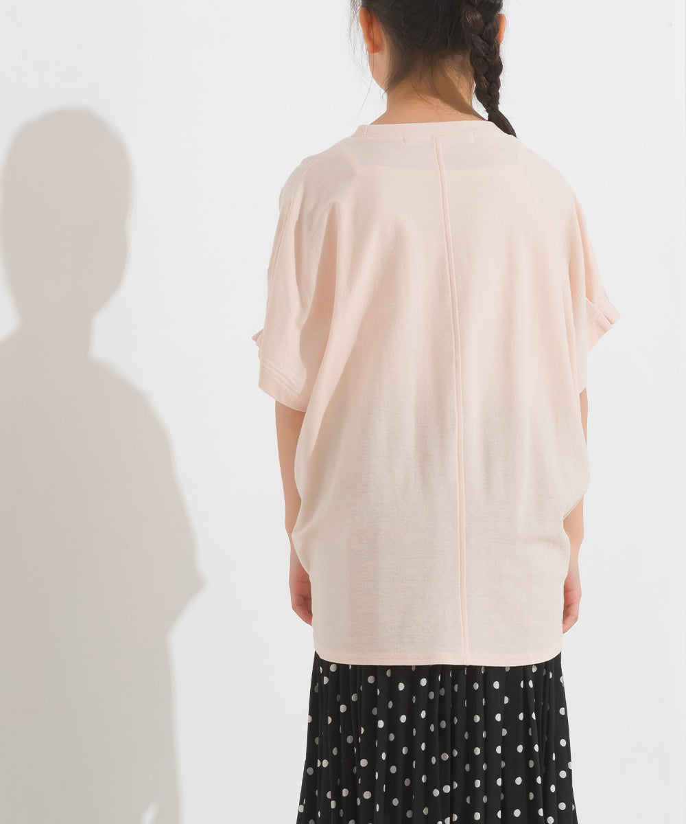 【OMNES】キッズ 梨地裾ギャザー半袖Tシャツ【1521-5178】