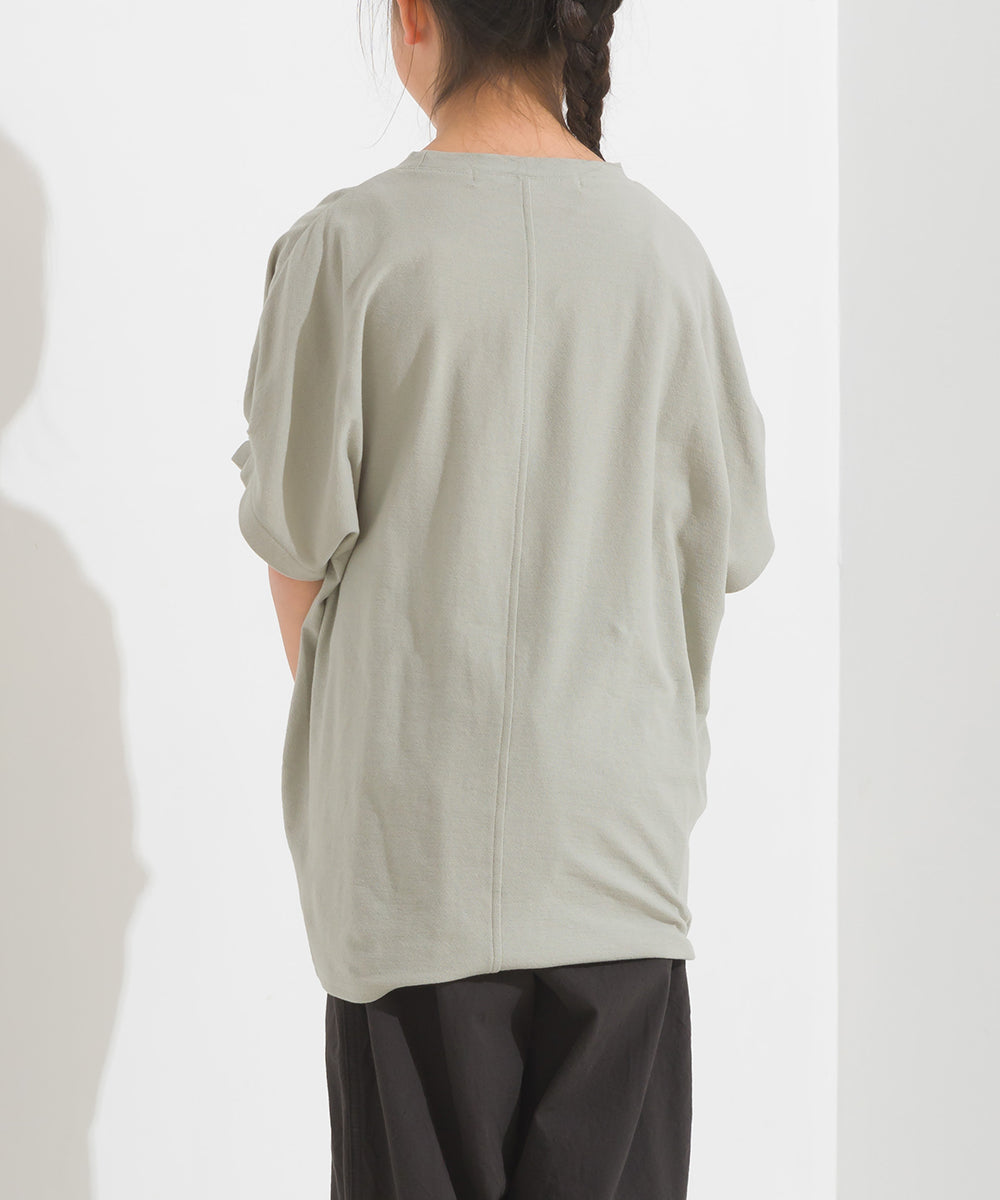 【OMNES】キッズ 梨地裾ギャザー半袖Tシャツ【1521-5178】