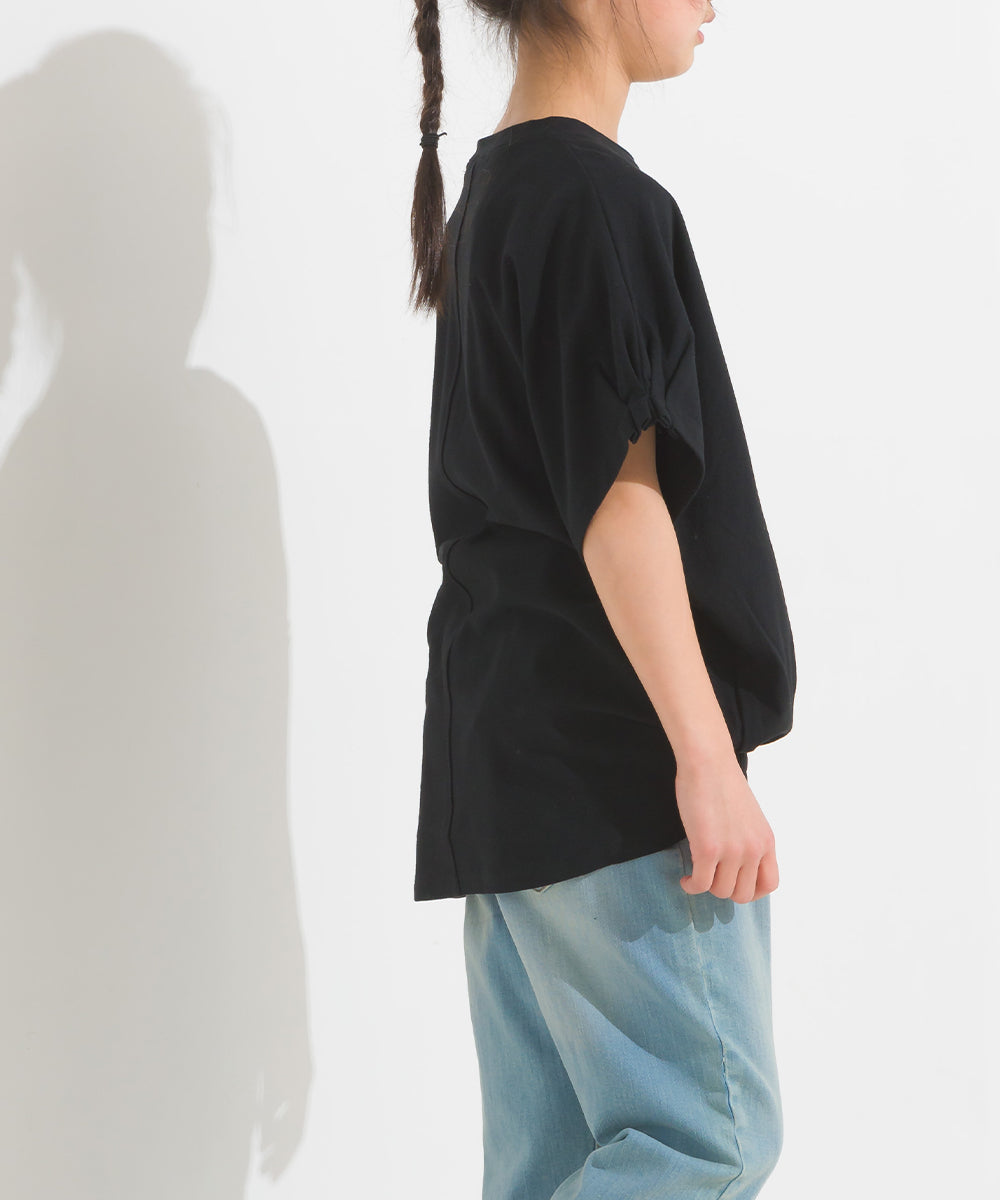 【OMNES】キッズ 梨地裾ギャザー半袖Tシャツ【1521-5178】