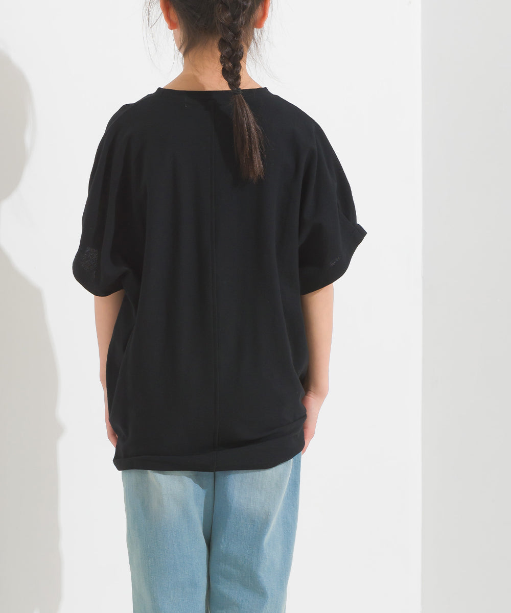 【OMNES】キッズ 梨地裾ギャザー半袖Tシャツ【1521-5178】