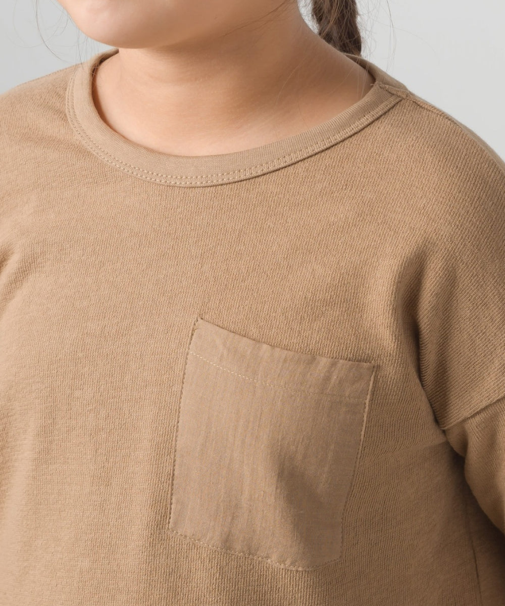 【OMNES】キッズ スラブコットン裾シャーリング長袖Tシャツ【1521-5206】