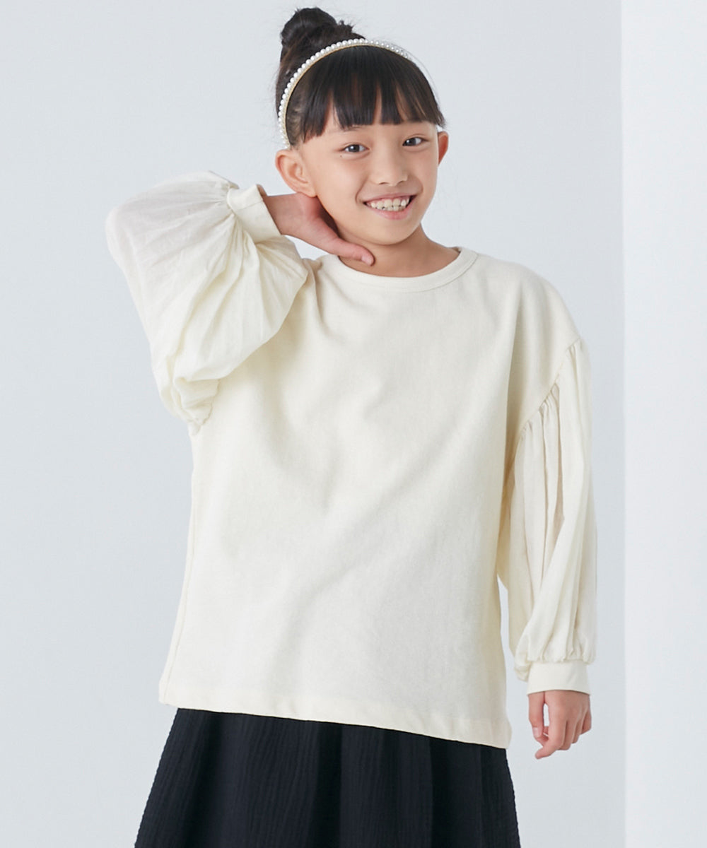 【OMNES】キッズ スラブコットン袖ボリューム長袖Tシャツ【1521-5208】