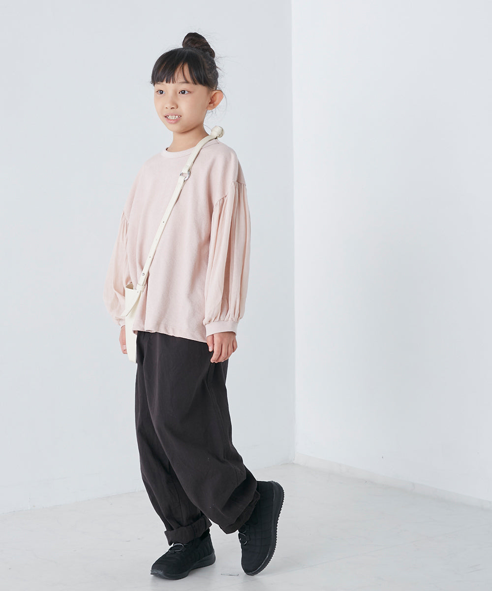 【OMNES】キッズ スラブコットン袖ボリューム長袖Tシャツ【1521-5208】