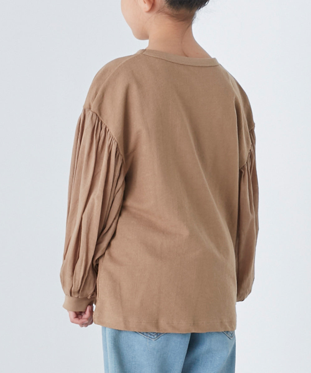 【OMNES】キッズ スラブコットン袖ボリューム長袖Tシャツ【1521-5208】