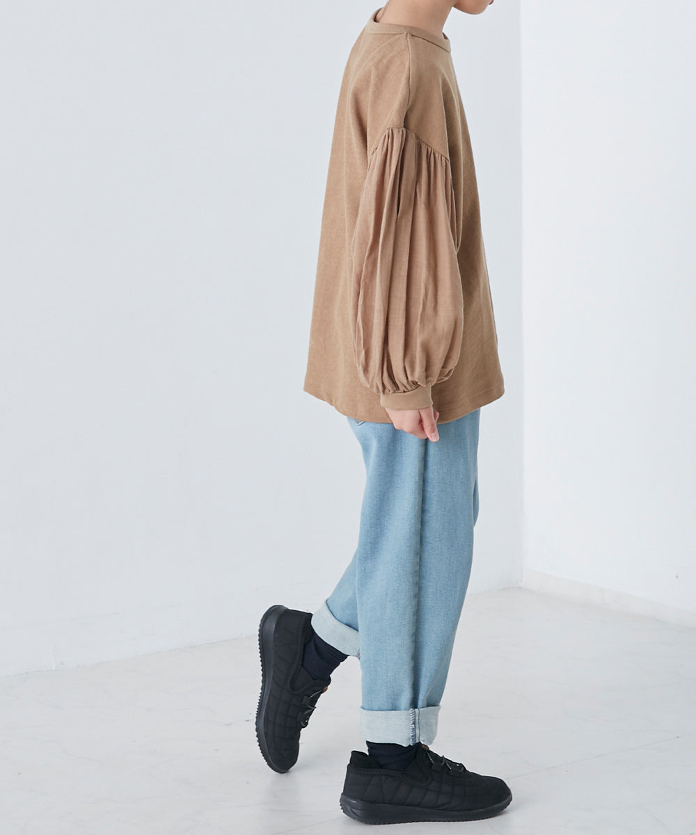 【OMNES】キッズ スラブコットン袖ボリューム長袖Tシャツ【1521-5208】