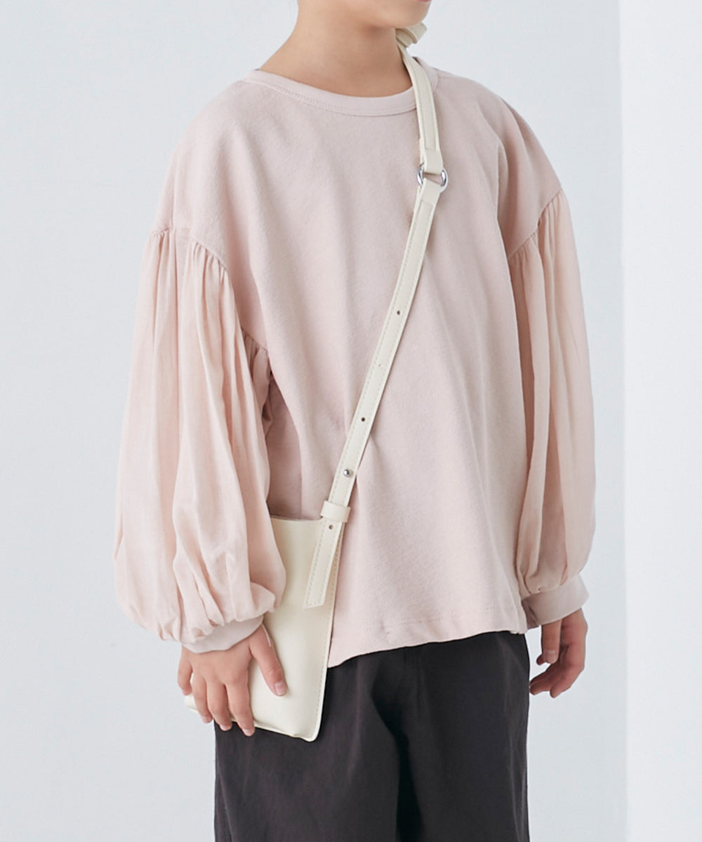 【OMNES】キッズ スラブコットン袖ボリューム長袖Tシャツ【1521-5208】