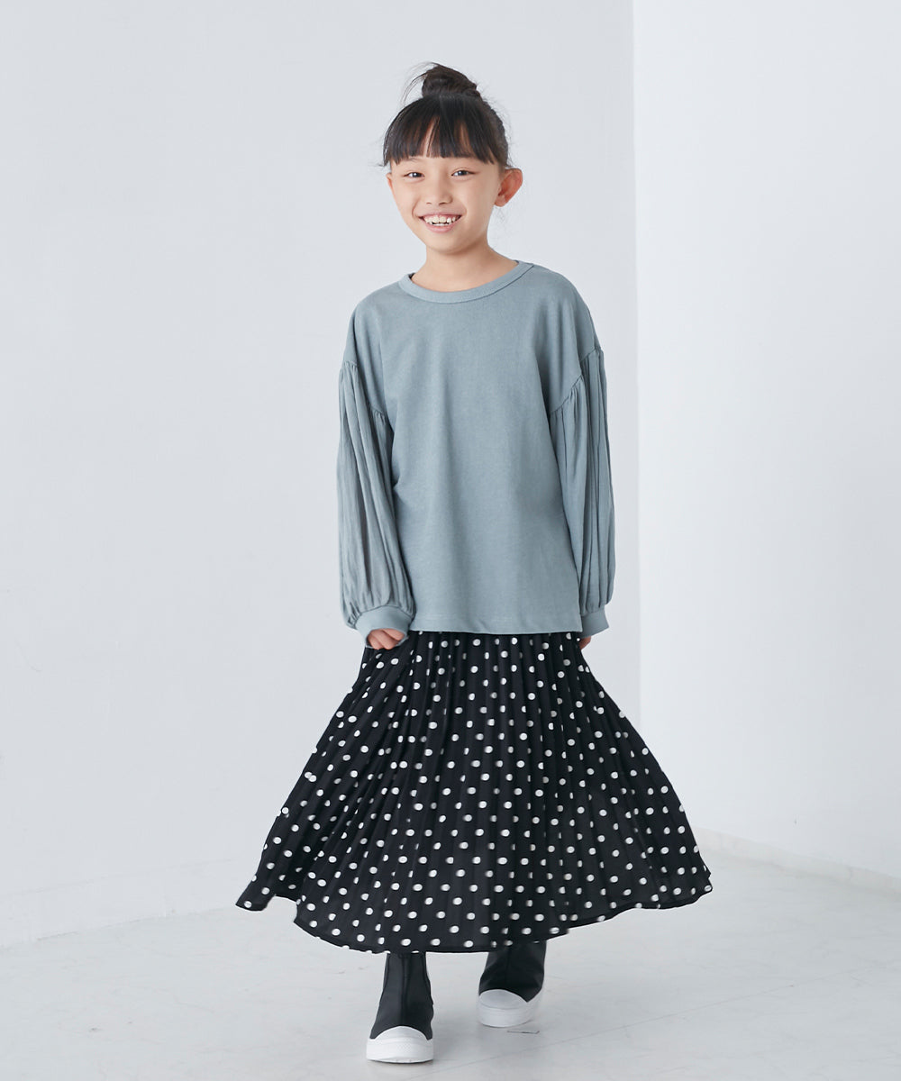【OMNES】キッズ スラブコットン袖ボリューム長袖Tシャツ【1521-5208】