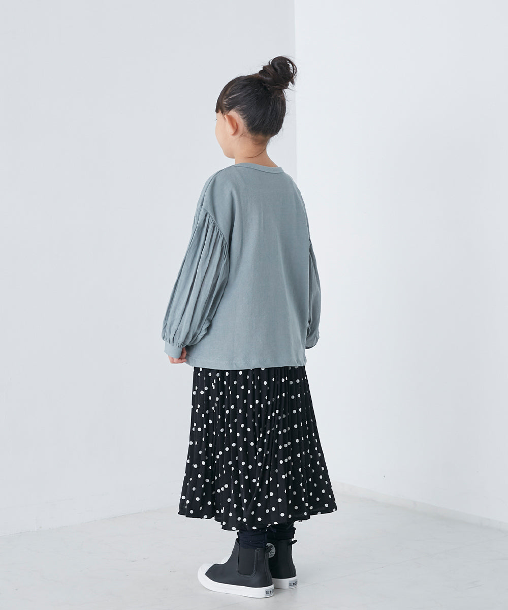 【OMNES】キッズ スラブコットン袖ボリューム長袖Tシャツ【1521-5208】