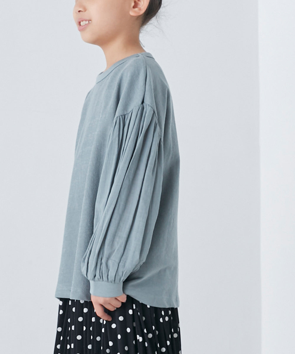 【OMNES】キッズ スラブコットン袖ボリューム長袖Tシャツ【1521-5208】