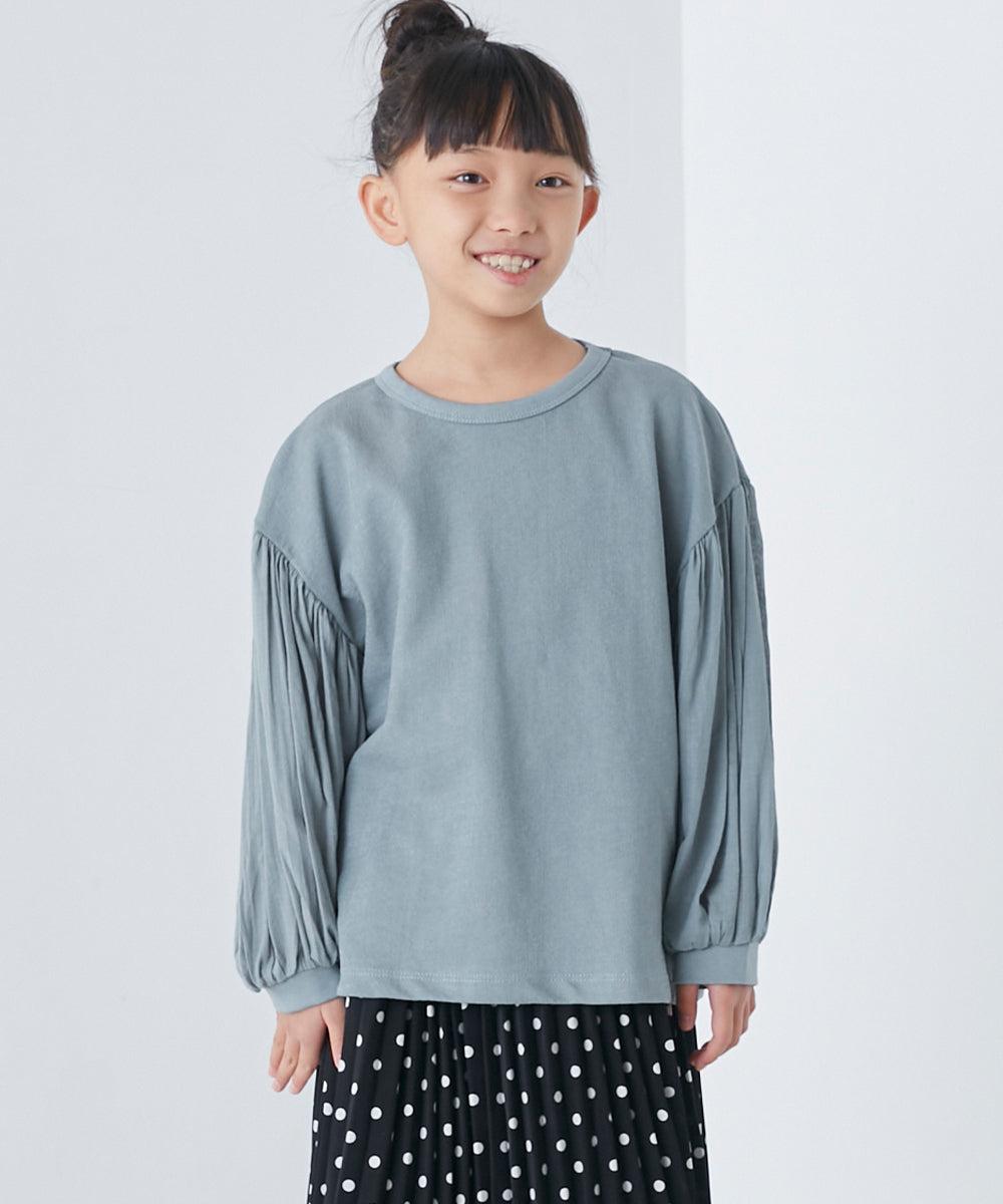 【OMNES】キッズ スラブコットン袖ボリューム長袖Tシャツ【1521-5208】