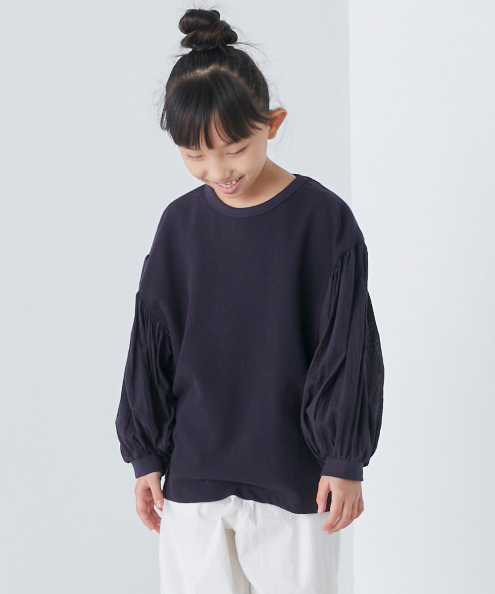 【OMNES】キッズ スラブコットン袖ボリューム長袖Tシャツ【1521-5208】