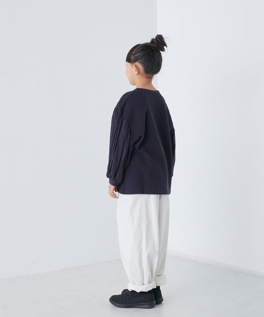 【OMNES】キッズ スラブコットン袖ボリューム長袖Tシャツ【1521-5208】