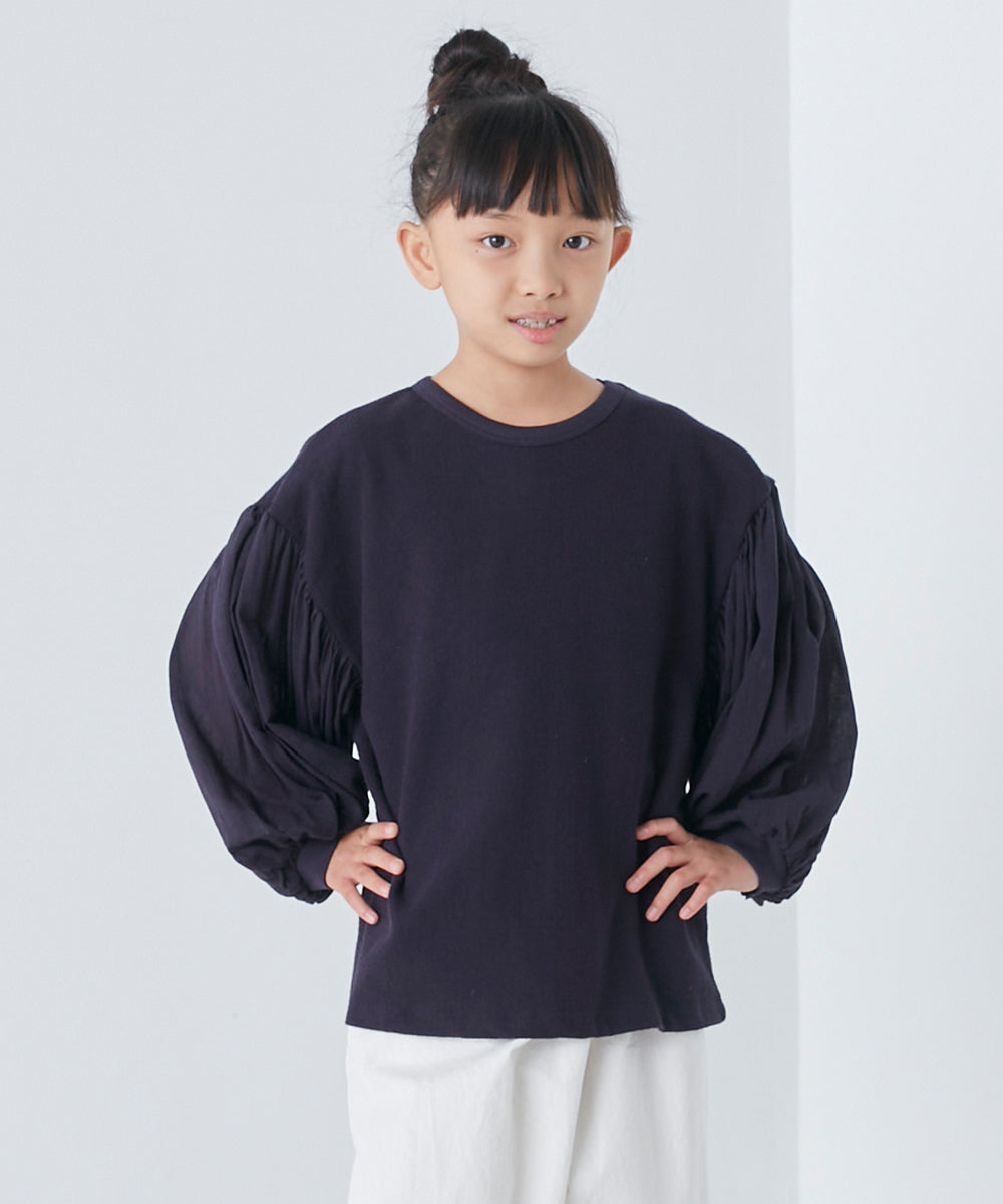 【OMNES】キッズ スラブコットン袖ボリューム長袖Tシャツ【1521-5208】