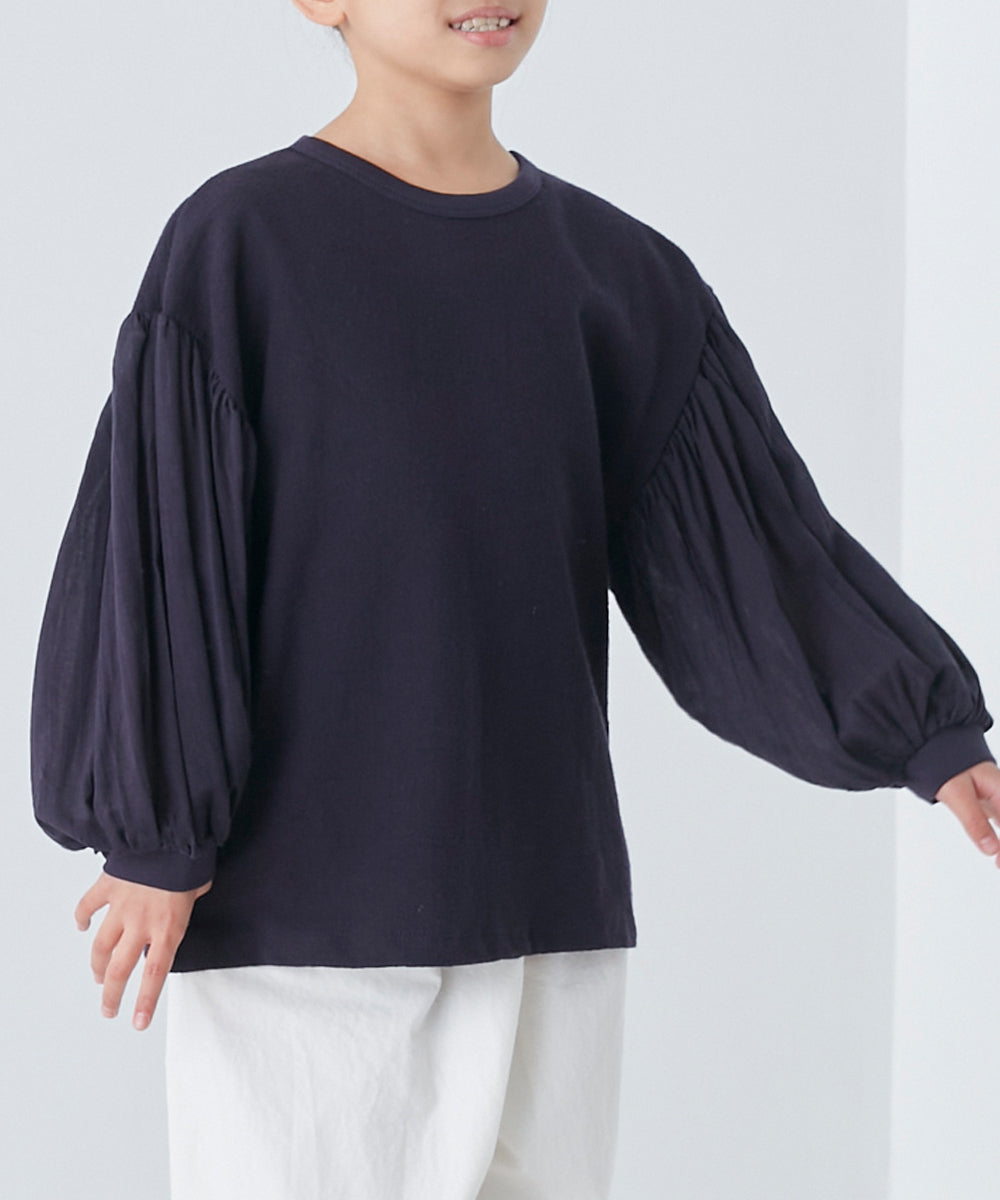 【OMNES】キッズ スラブコットン袖ボリューム長袖Tシャツ【1521-5208】