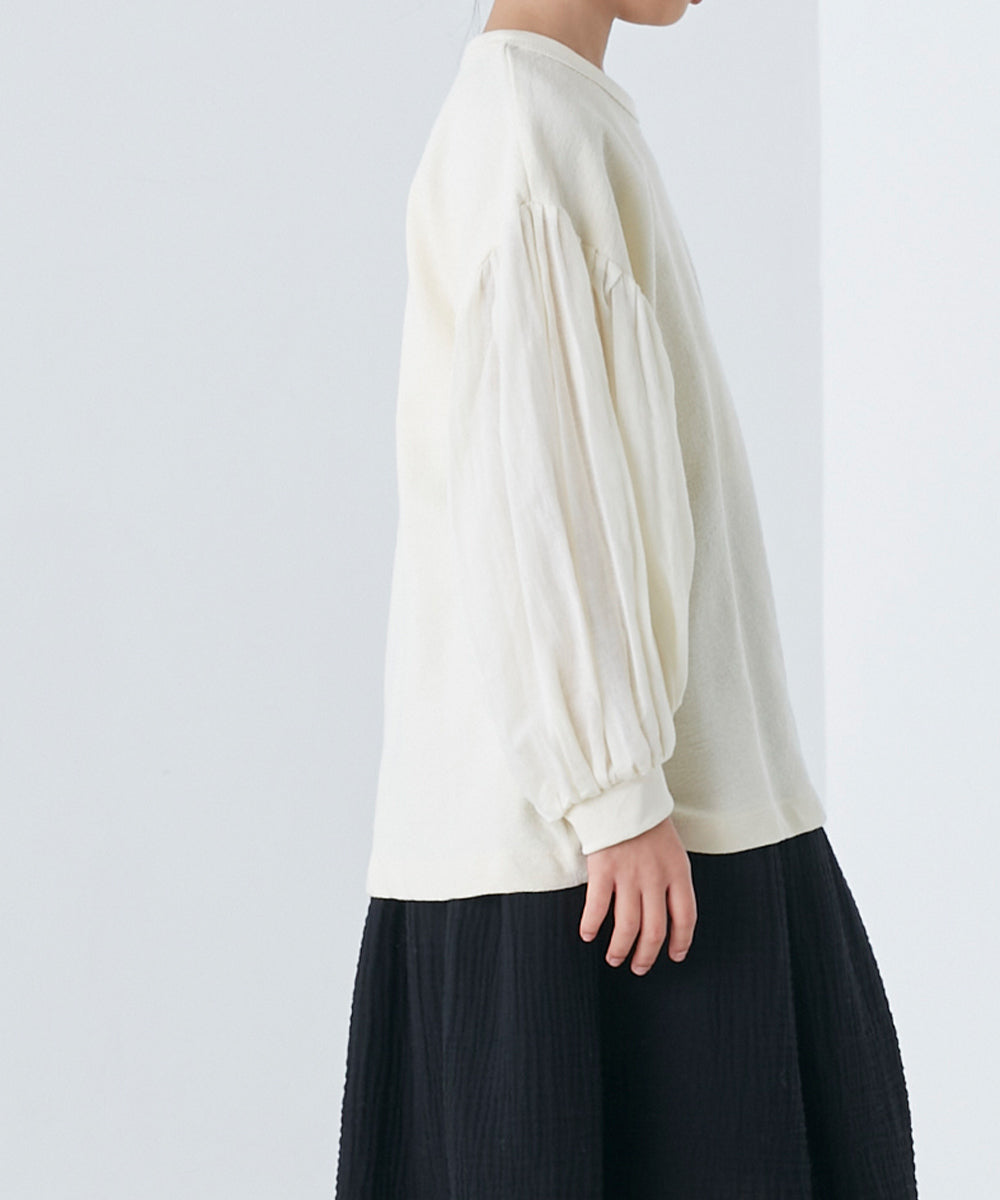 【OMNES】キッズ スラブコットン袖ボリューム長袖Tシャツ【1521-5208】