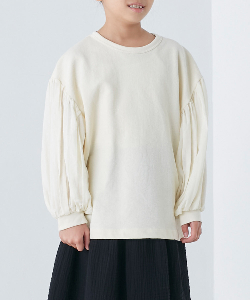 【OMNES】キッズ スラブコットン袖ボリューム長袖Tシャツ【1521-5208】