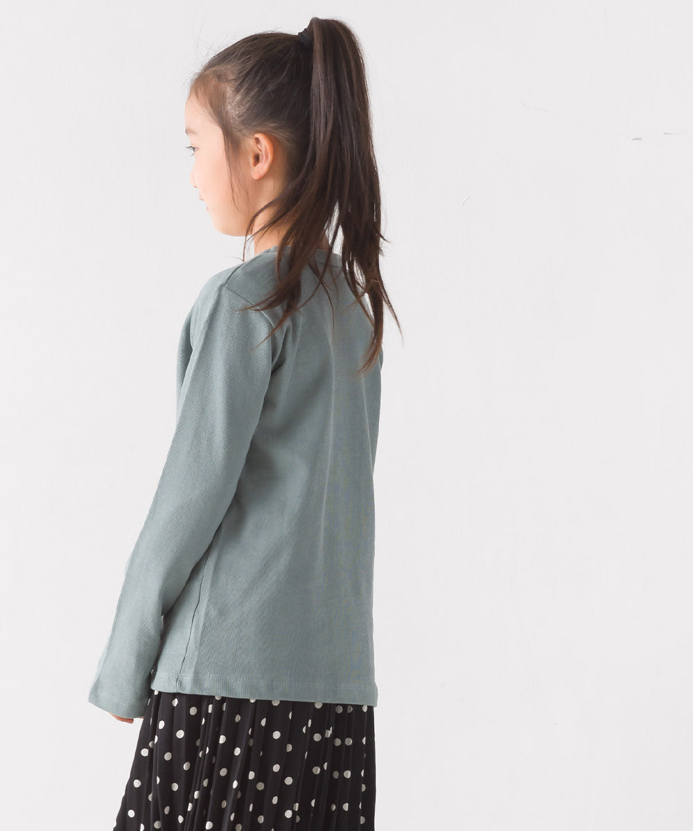 【OMNES】キッズ スラブコットンプリント長袖Tシャツ【1521-5207】