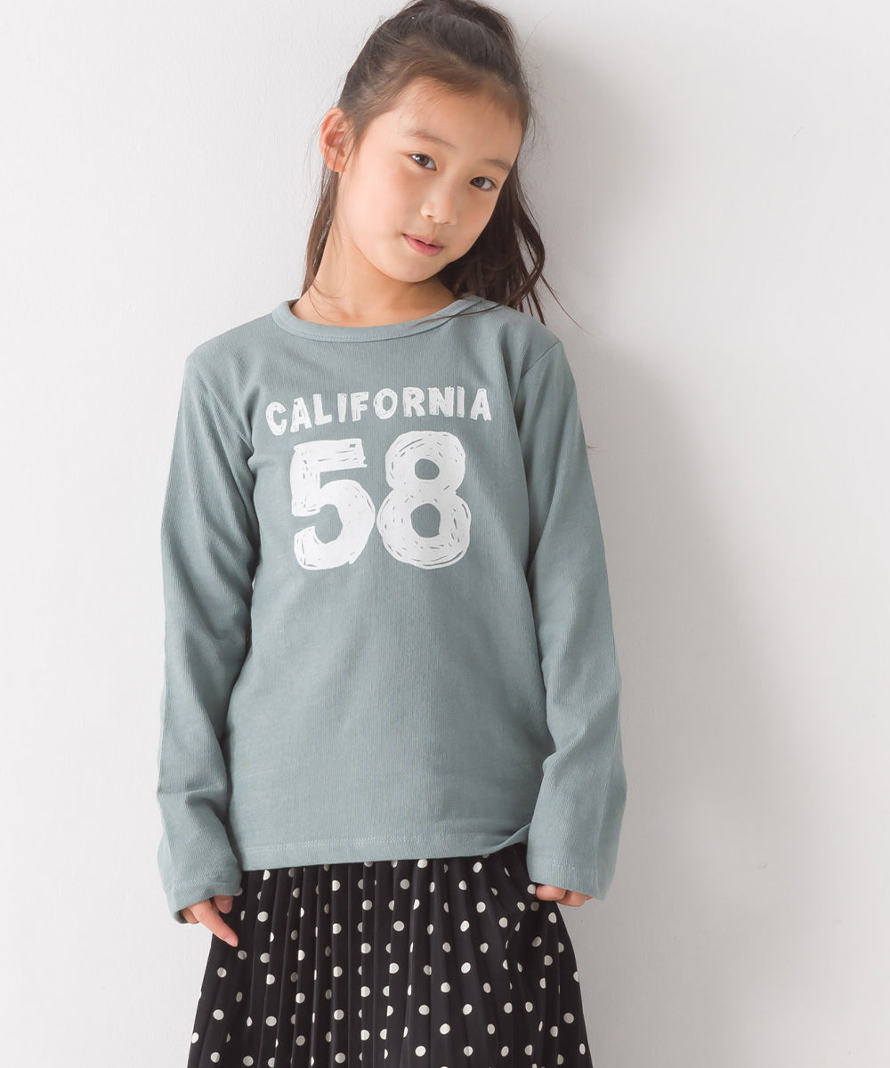 【OMNES】キッズ スラブコットンプリント長袖Tシャツ【1521-5207】