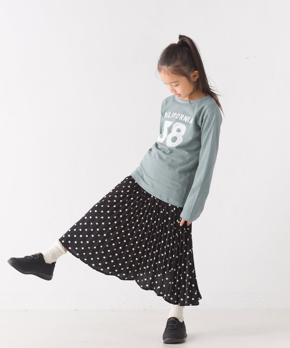 【OMNES】キッズ スラブコットンプリント長袖Tシャツ【1521-5207】