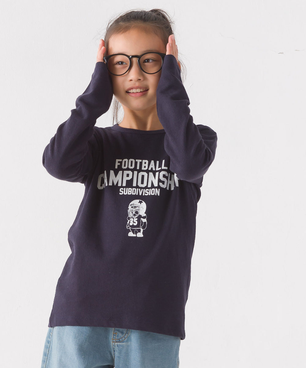【OMNES】キッズ スラブコットンプリント長袖Tシャツ【1521-5207】