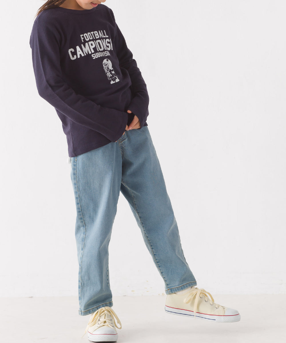 【OMNES】キッズ スラブコットンプリント長袖Tシャツ【1521-5207】