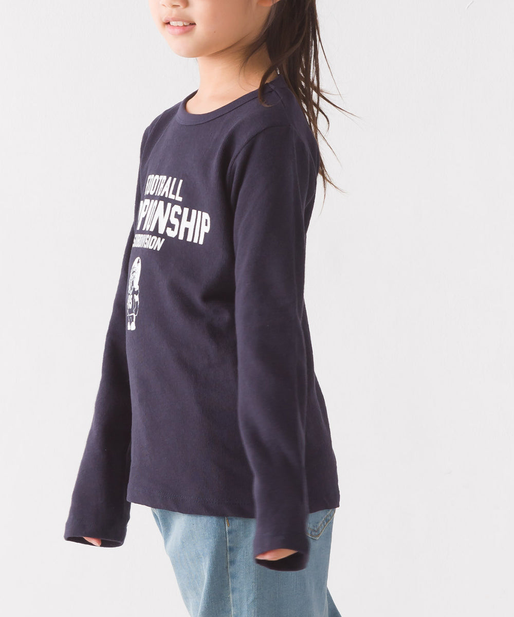 【OMNES】キッズ スラブコットンプリント長袖Tシャツ【1521-5207】