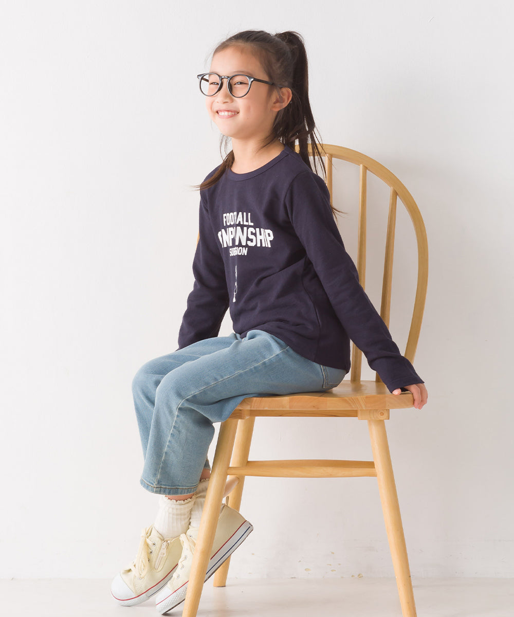 【OMNES】キッズ スラブコットンプリント長袖Tシャツ【1521-5207】