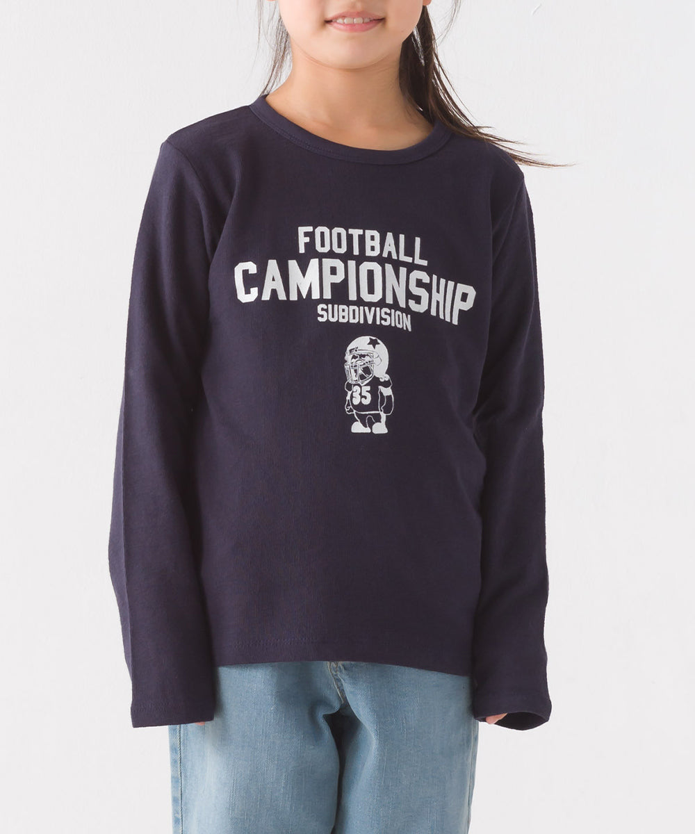 【OMNES】キッズ スラブコットンプリント長袖Tシャツ【1521-5207】