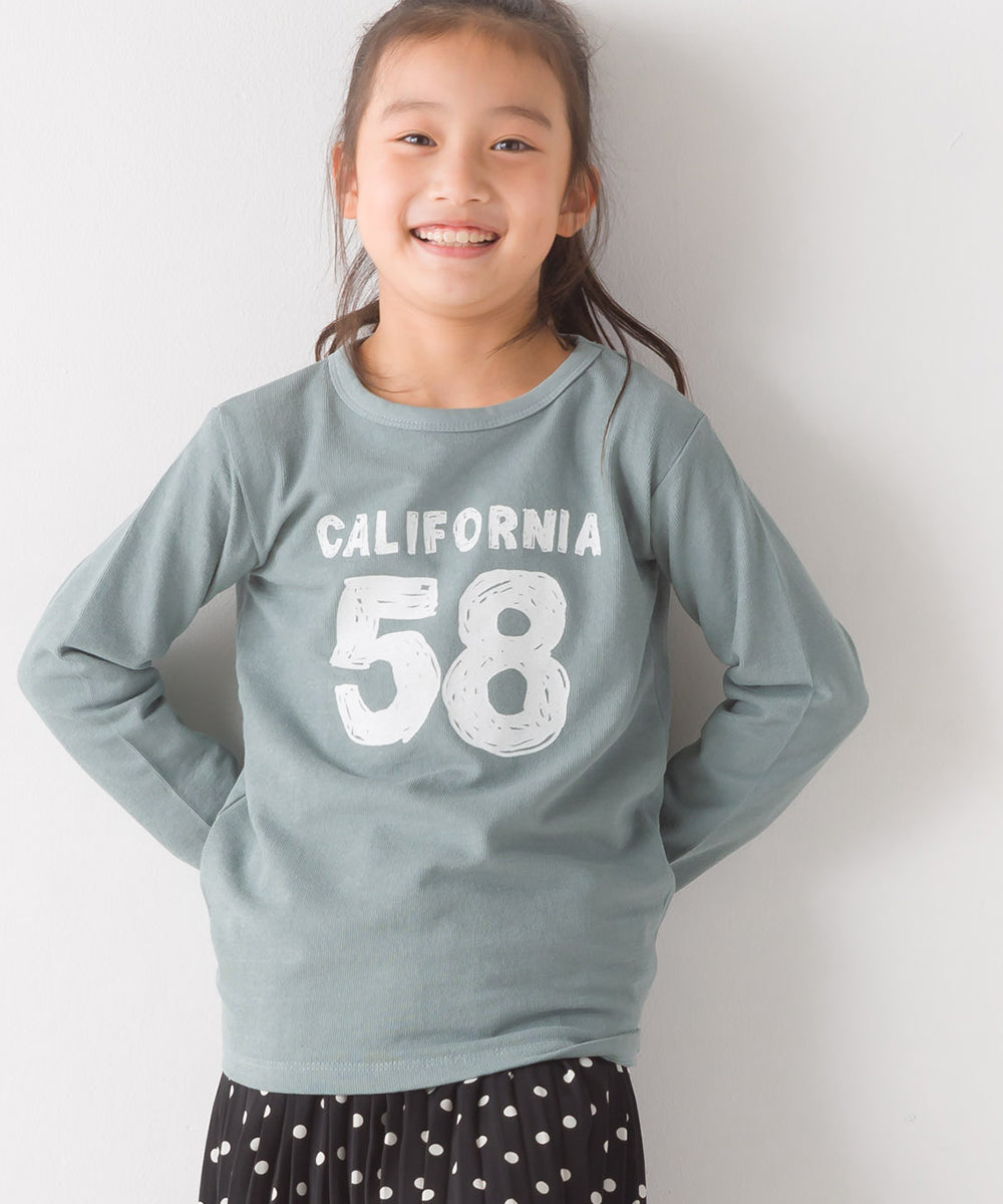 【OMNES】キッズ スラブコットンプリント長袖Tシャツ【1521-5207】