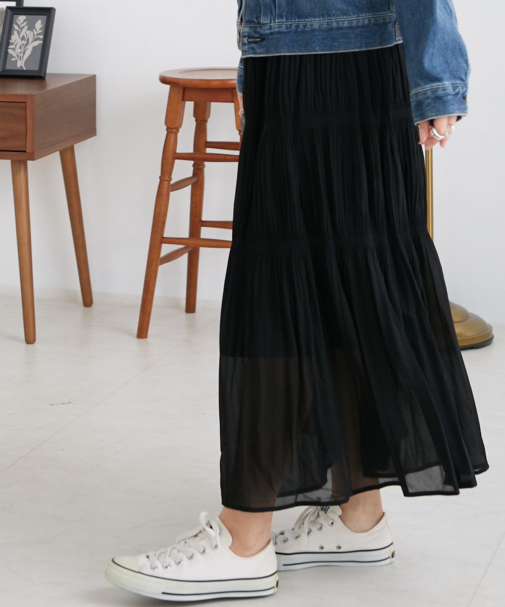 【OMNES】シフォンプリーツスカート【1521-8016】