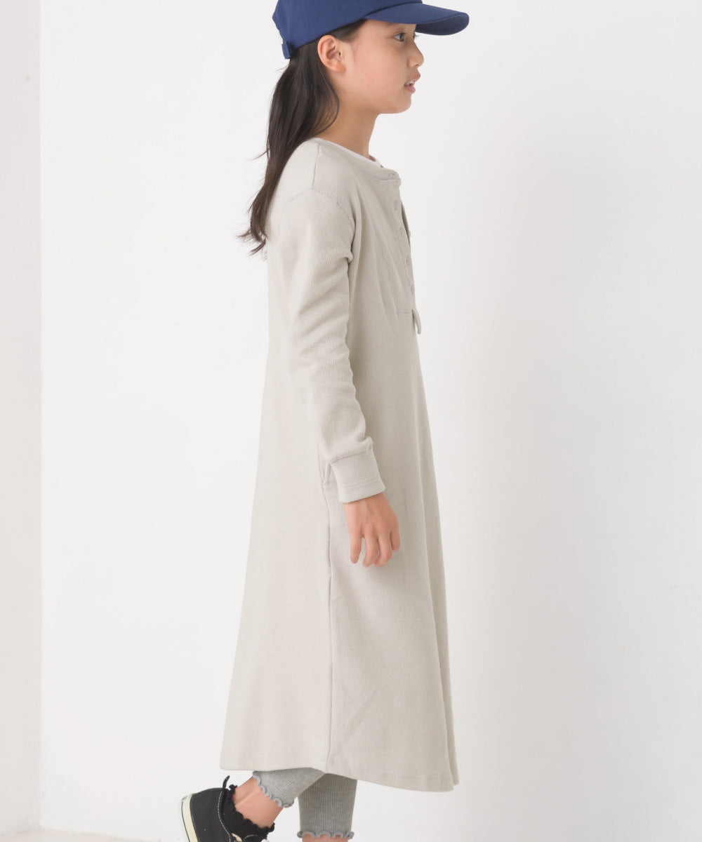 【OMNES】キッズ ハニカムストレッチワッフル切り替えヘンリーワンピース【1521-9053】