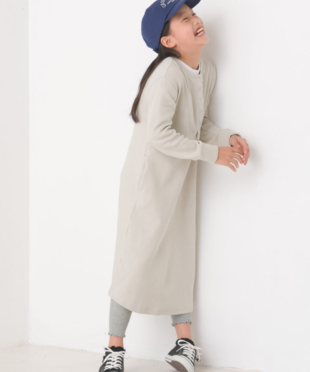 【OMNES】キッズ ハニカムストレッチワッフル切り替えヘンリーワンピース【1521-9053】