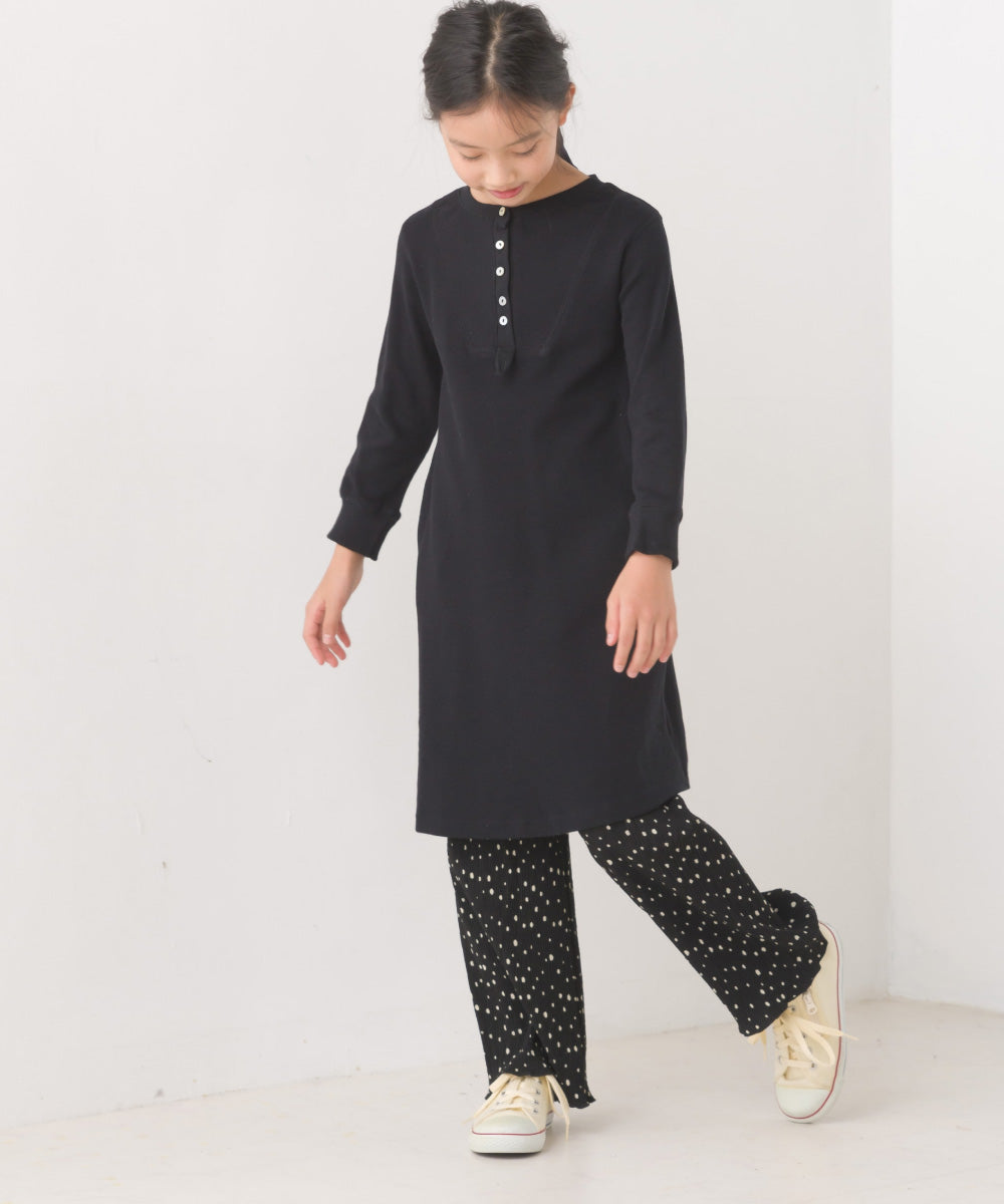 【OMNES】キッズ ハニカムストレッチワッフル切り替えヘンリーワンピース【1521-9053】