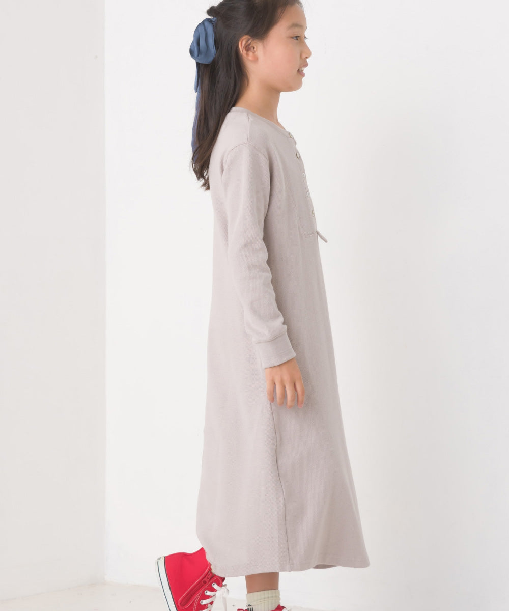 【OMNES】キッズ ハニカムストレッチワッフル切り替えヘンリーワンピース【1521-9053】