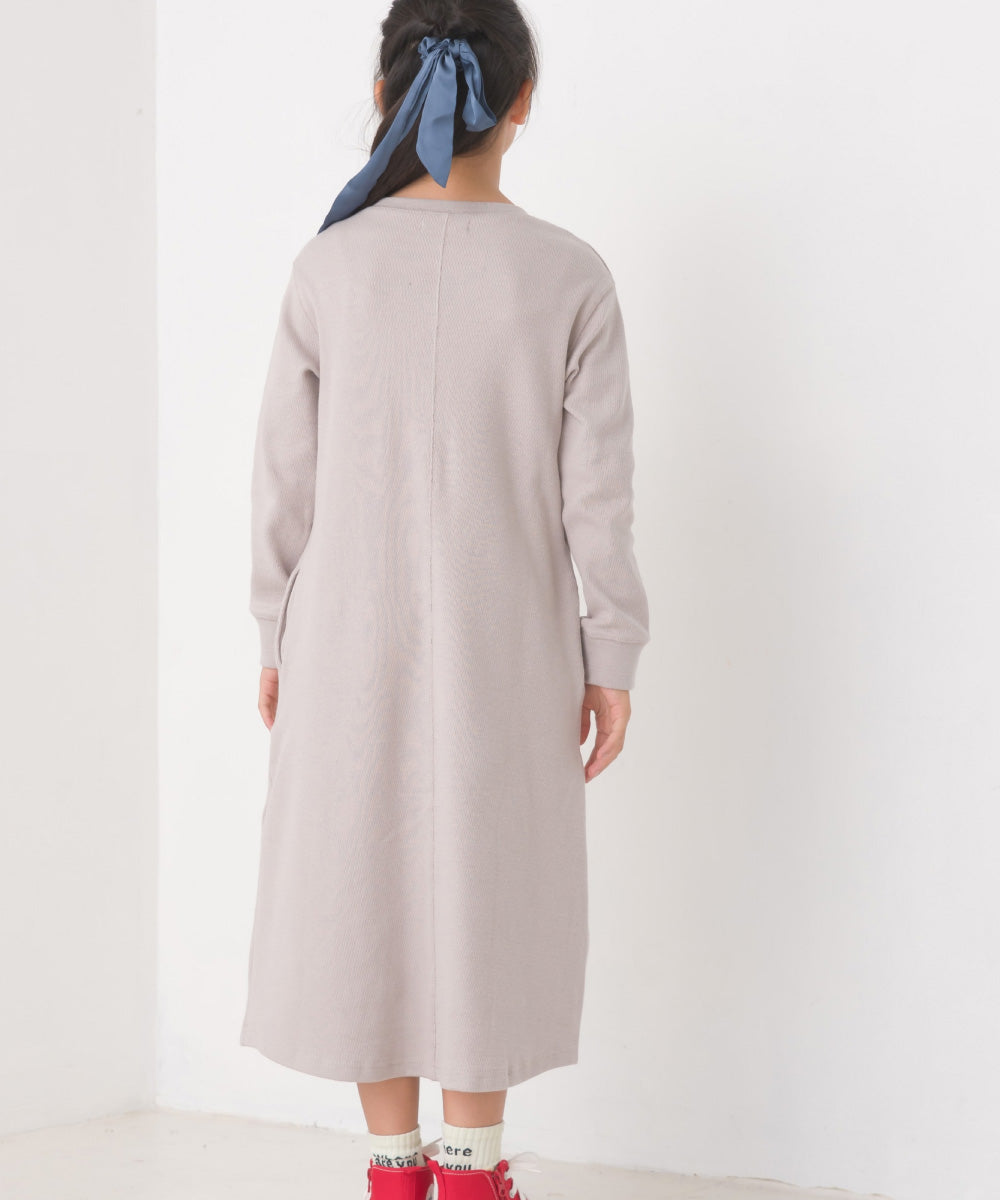 【OMNES】キッズ ハニカムストレッチワッフル切り替えヘンリーワンピース【1521-9053】