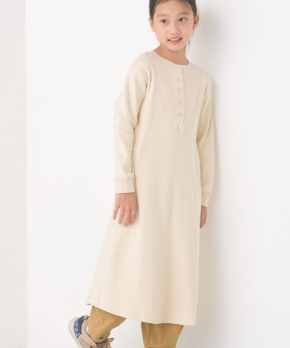 【OMNES】キッズ ハニカムストレッチワッフル切り替えヘンリーワンピース【1521-9053】