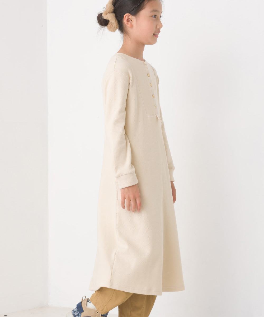 【OMNES】キッズ ハニカムストレッチワッフル切り替えヘンリーワンピース【1521-9053】