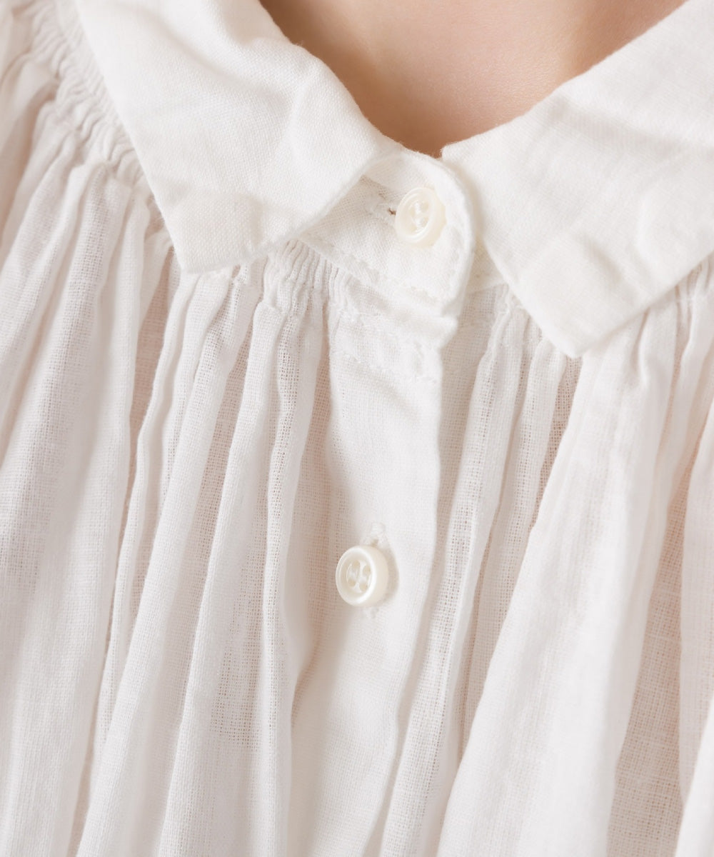 【OMNES】リネンコットンボイル フレンチスリーブブラウス【1522-4103】