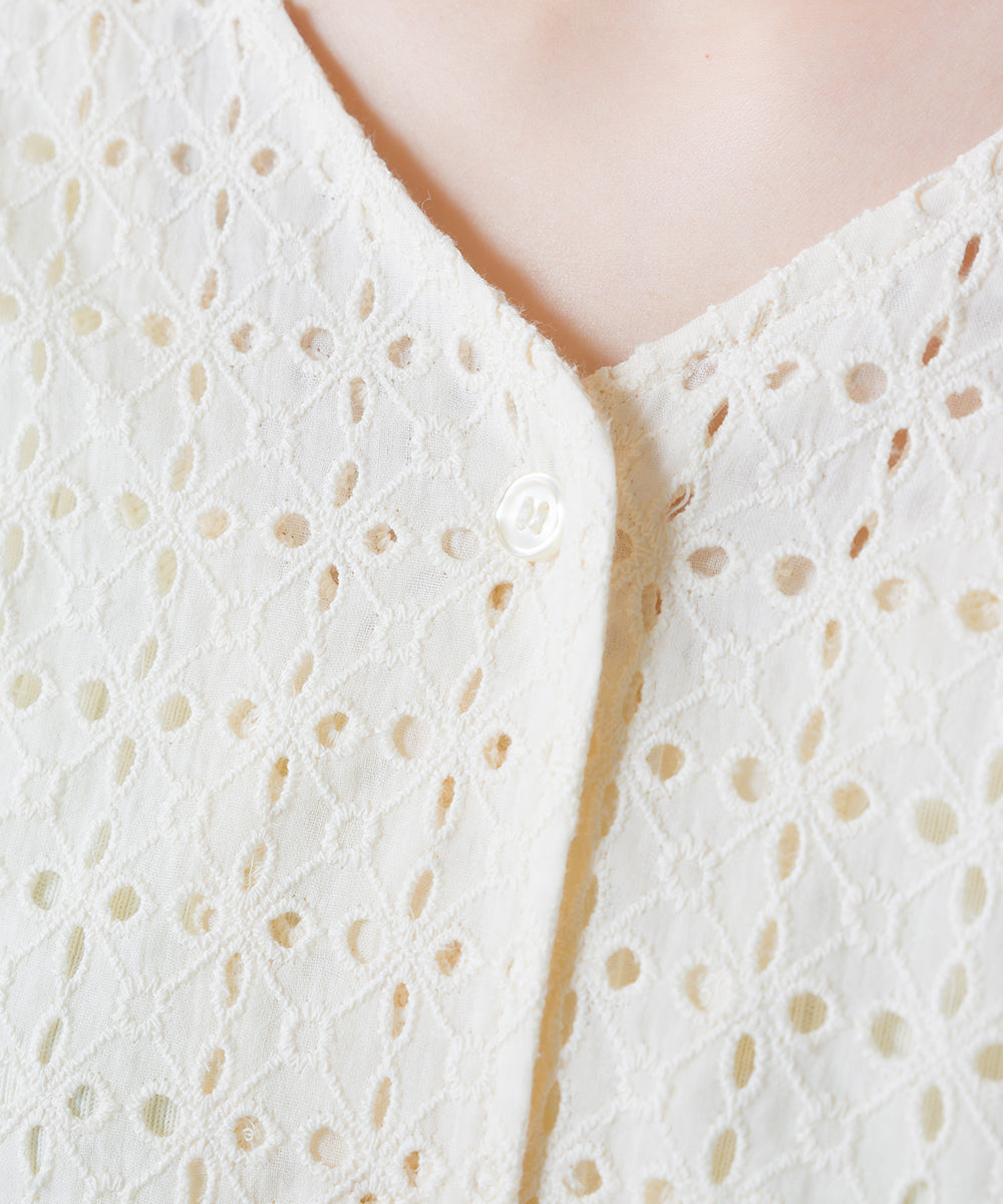 【OMNES】コモン柄ボリュームスリーブブラウス【1522-4120】