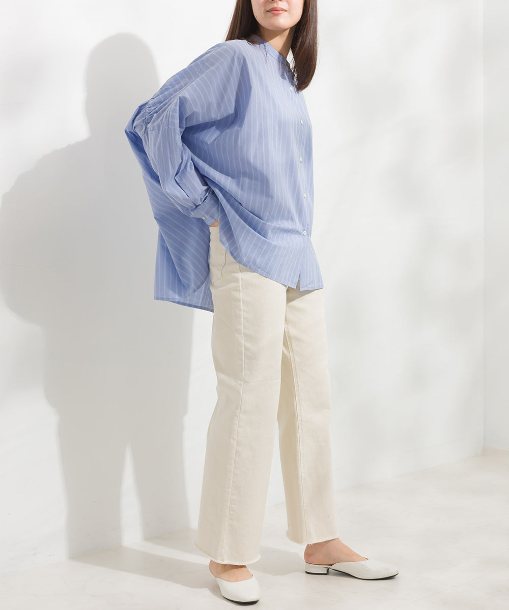 【OMNES】リーニエントタイプライター バックギャザーブラウス【1522-4131】